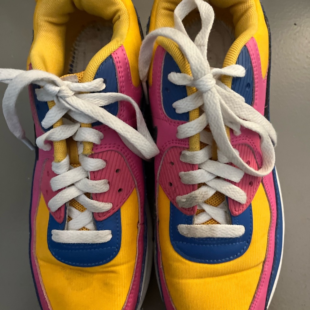 Nike Kids Yellow Pink Blue Lace-Up Sneakers